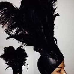 Casque Plumes Autruche Et Coq Noir