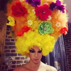 Casque Géant Afro Fleurs