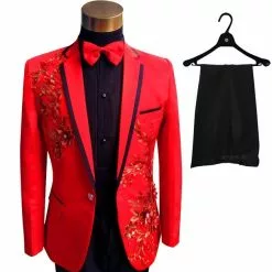 Veste Homme Rouge Paillettes