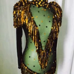 Body Résille Maille Fine Et Franges