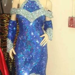 Robe Longue Fourreau Bleu