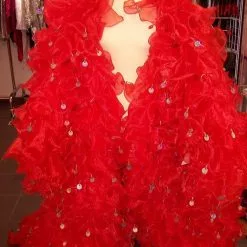 Cape à Volants Et Paillettes Rouge Sur Mesures