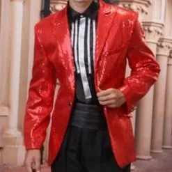 Veste Homme Rouge à Paillettes