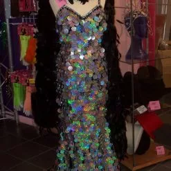 Robe En Gros Sequins Argent