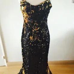 Robe Fourreau Or Et Noir